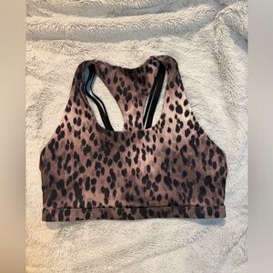 Fabletics Leopard Print Sports Bra - Brown and Black